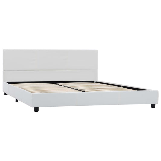 Estrutura de cama 160x200 cm couro artificial branco