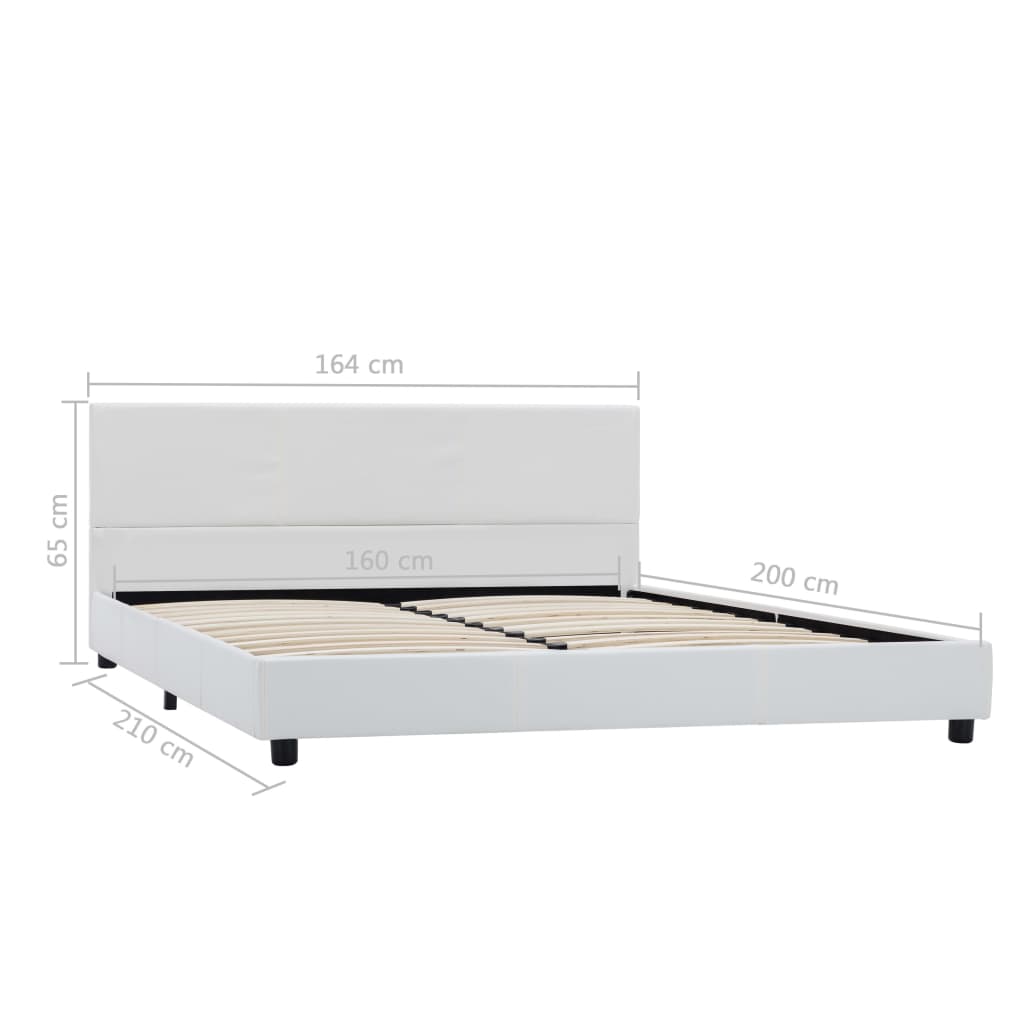 Estrutura de cama 160x200 cm couro artificial branco