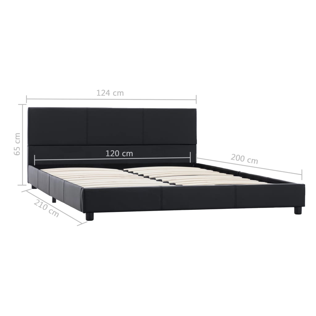 Estrutura de cama 120x200 cm couro artificial preto
