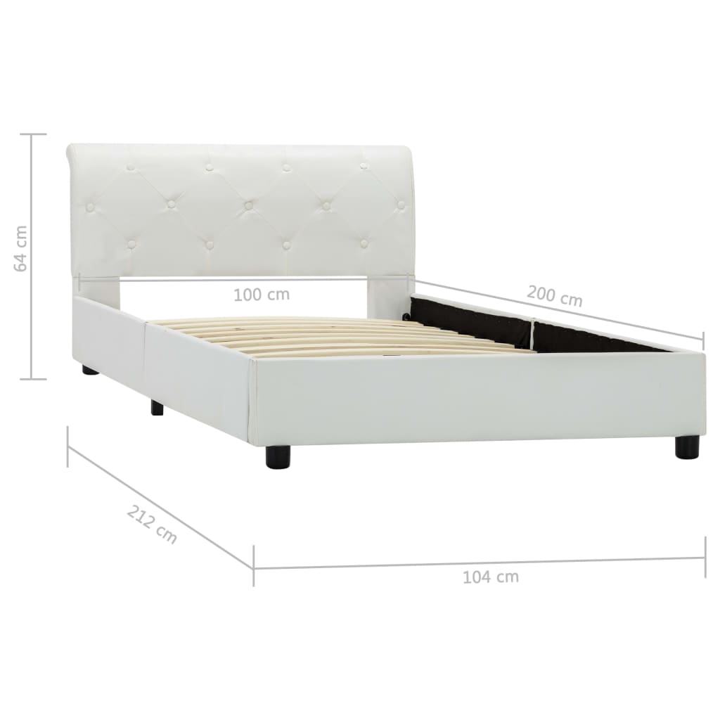Estrutura de cama 100x200 cm couro artificial branco