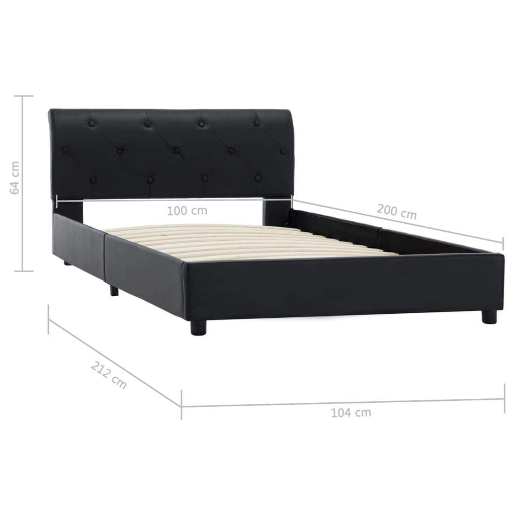 Estrutura de cama 100x200 cm couro artificial preto