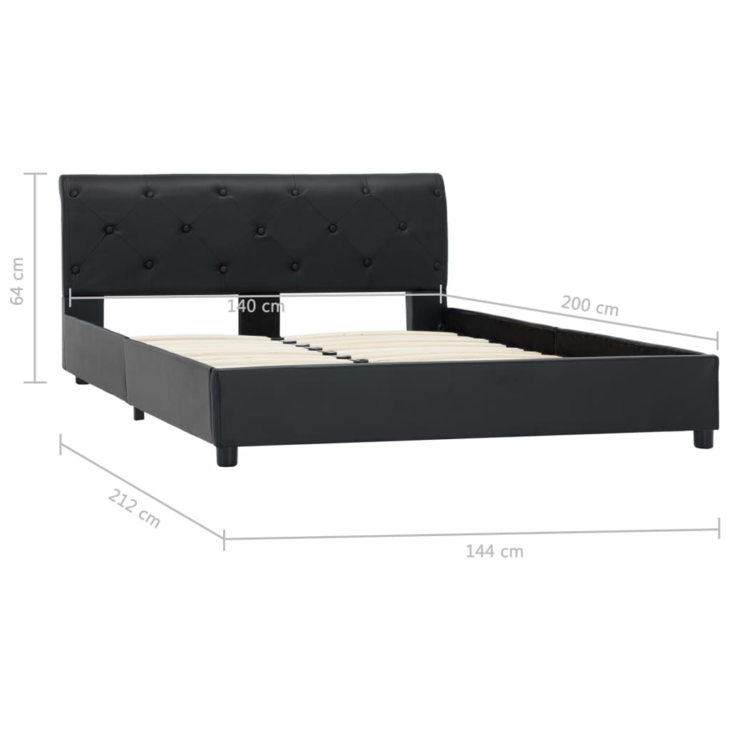 Estrutura de cama 140x200 cm couro artificial preto