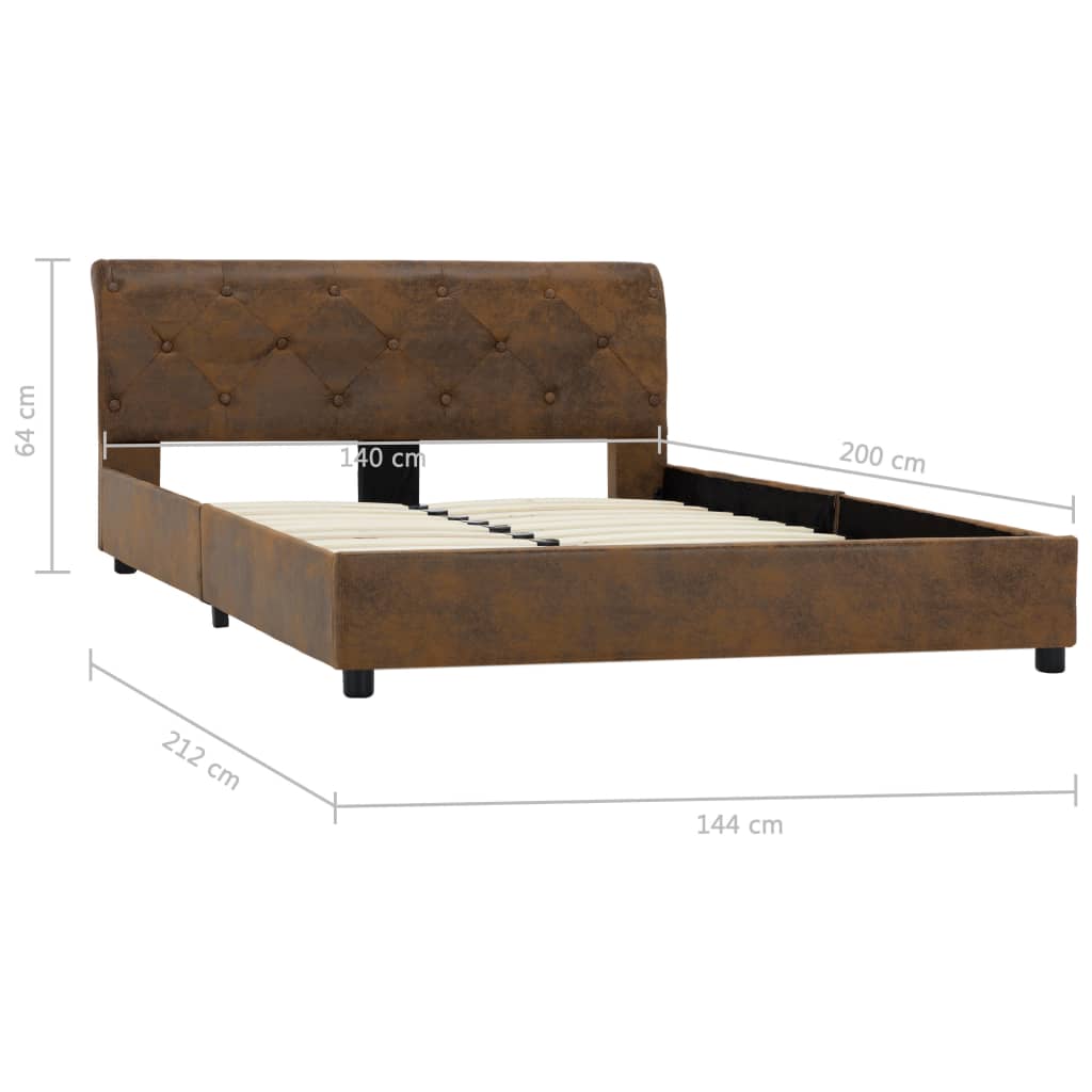 Estrutura de cama 140x200 cm camurça artificial castanho