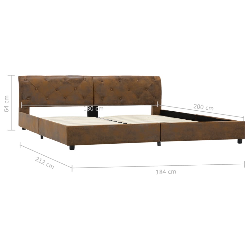 Estrutura de cama 180x200 cm camurça artificial castanho