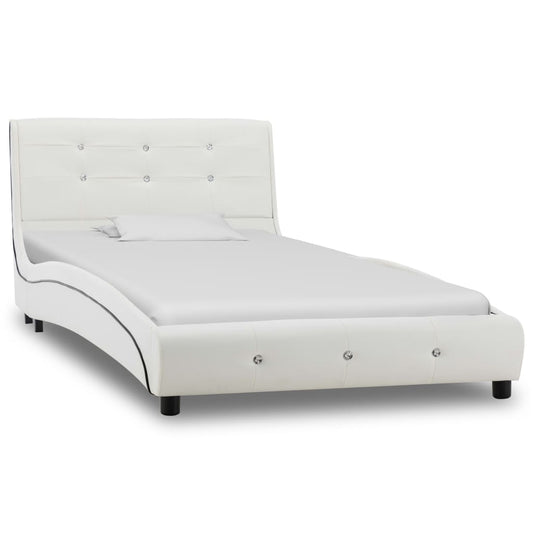 Cama + colchão espuma memória 90x200 cm couro artificial branco