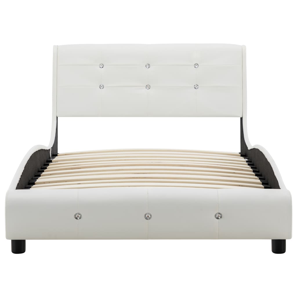 Cama + colchão espuma memória 90x200 cm couro artificial branco