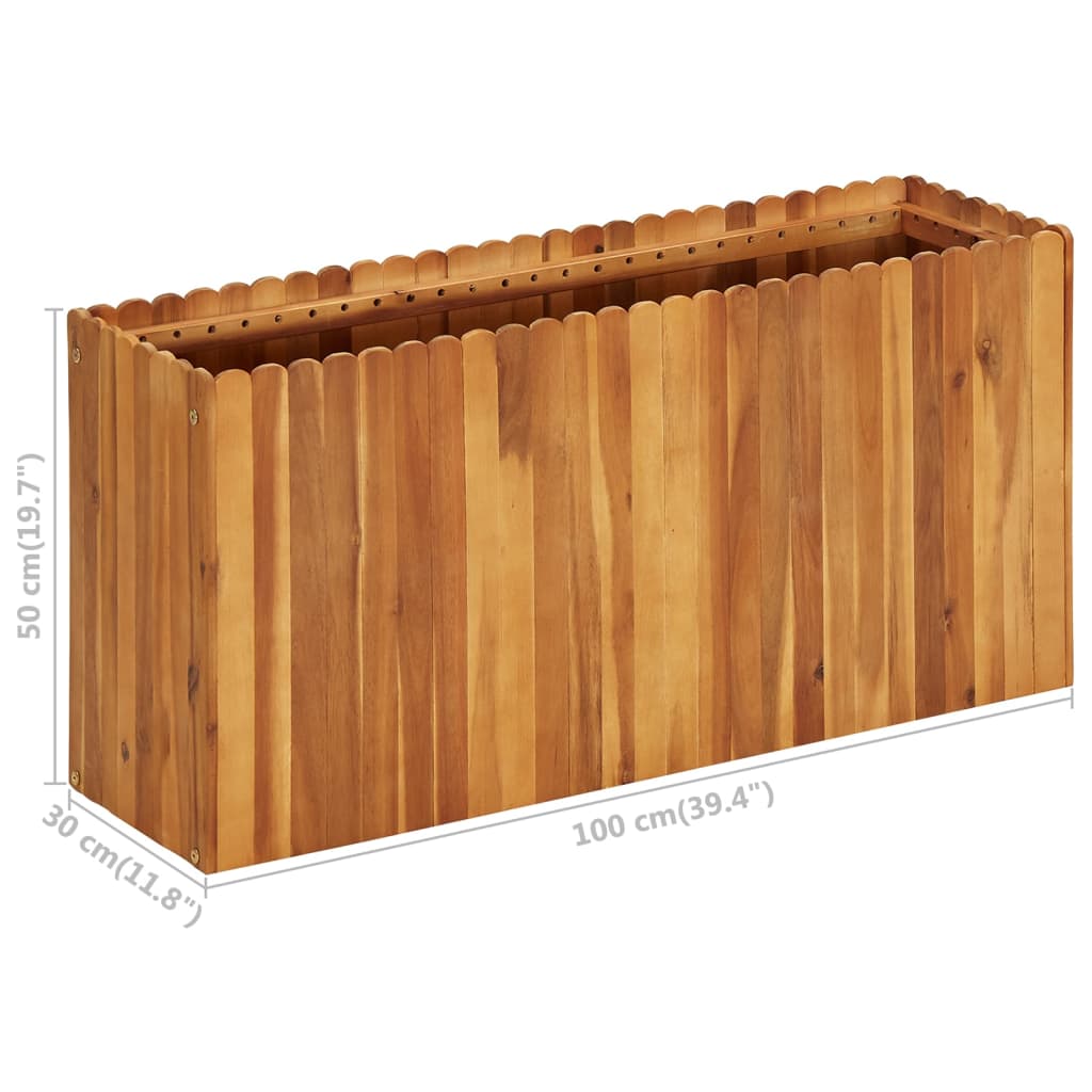 Vaso/floreira de jardim 100x30x50 cm madeira de acácia maciça