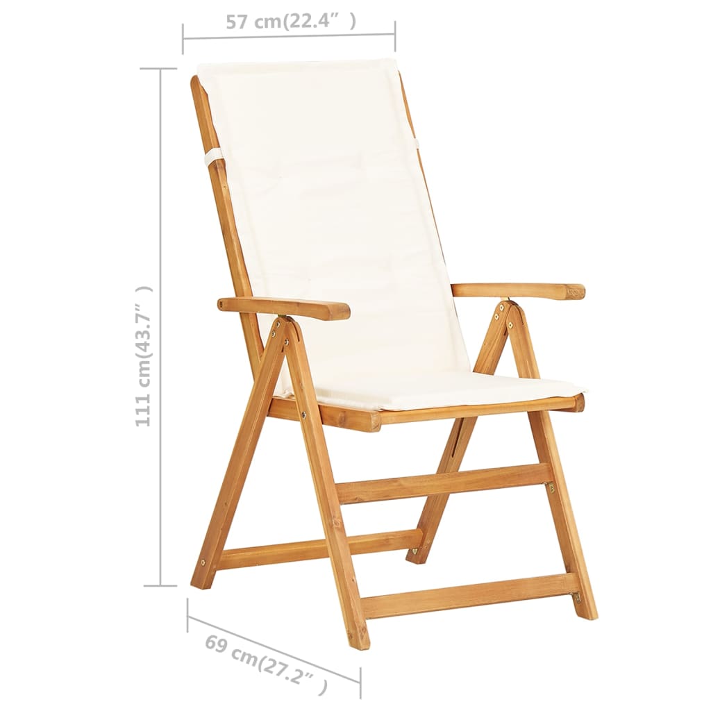 Cadeiras jardim reclináveis 2pcs madeira acácia maciça castanho