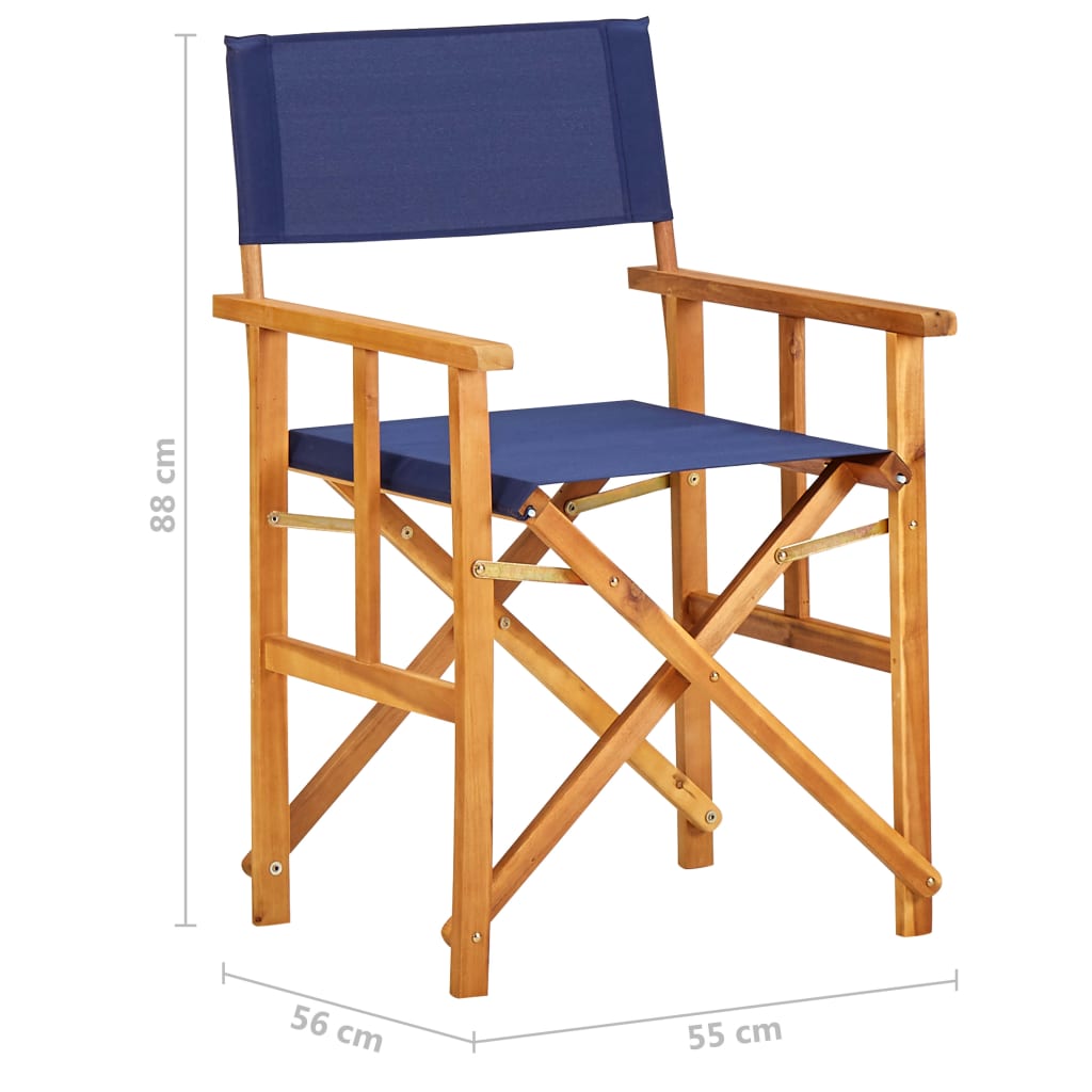 Cadeiras de realizador 2 pcs madeira de acácia maciça azul