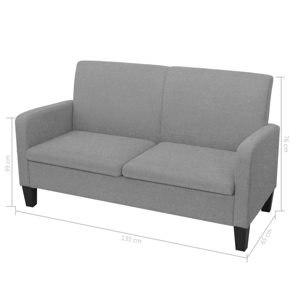 2 pcs conjunto de sofás tecido cinzento-claro