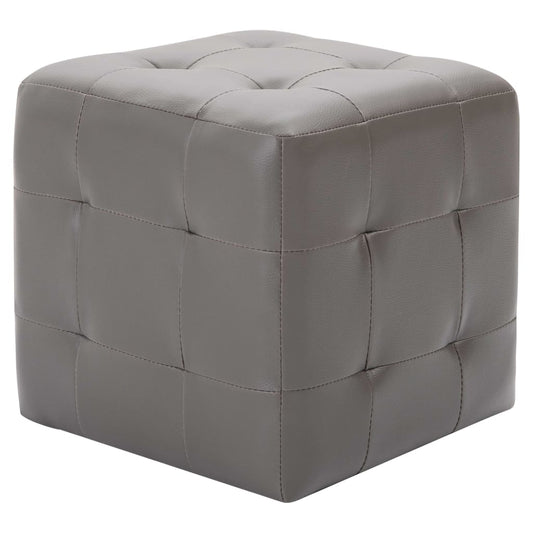 Pufe 2 pcs 30x30x30 cm couro artificial cinzento