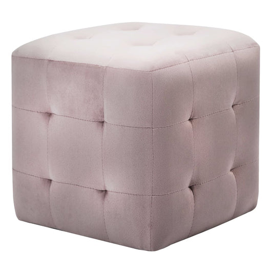 Pufe 2 pcs 30x30x30 cm veludo rosa
