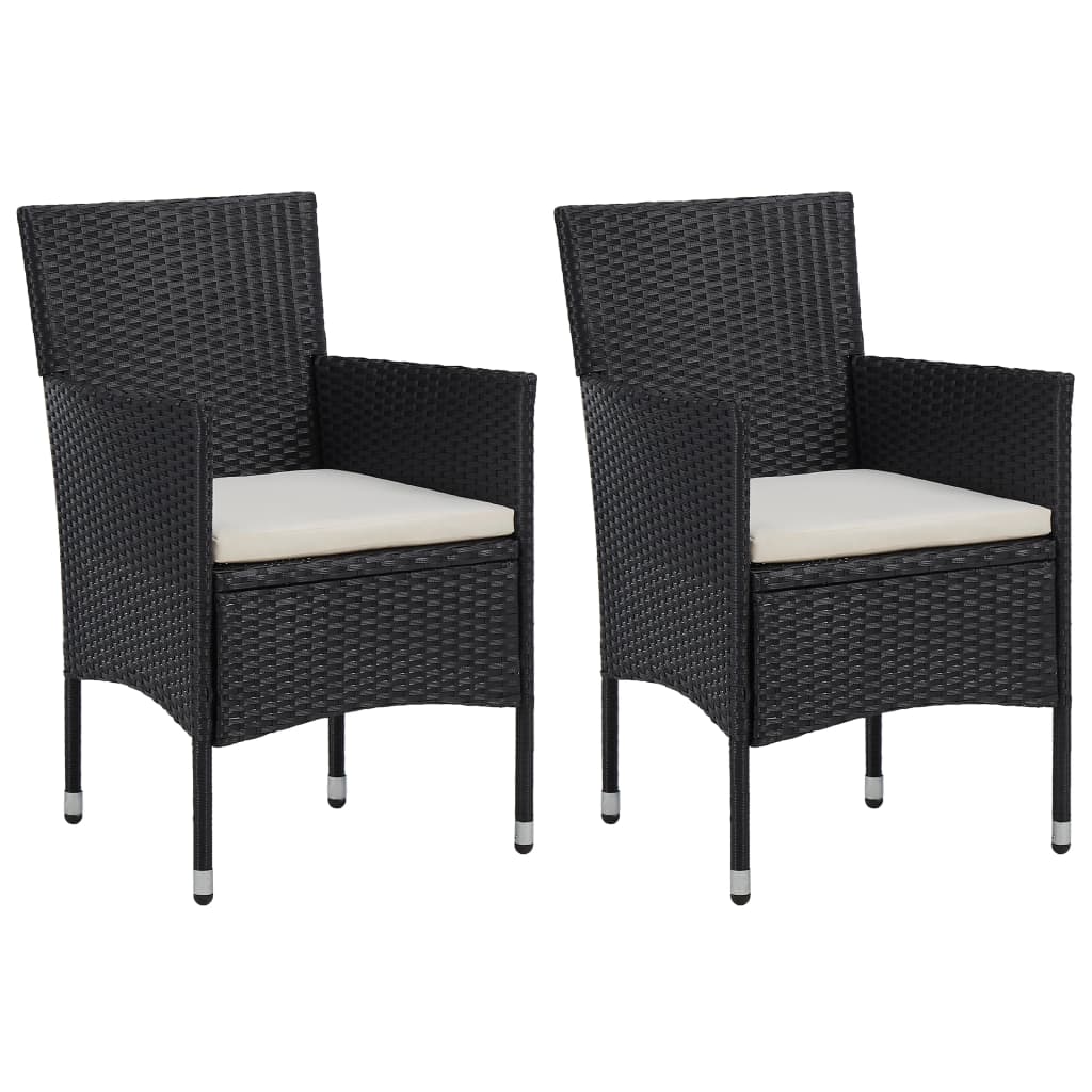 Cadeiras de jantar para jardim 2 pcs vime PE preto