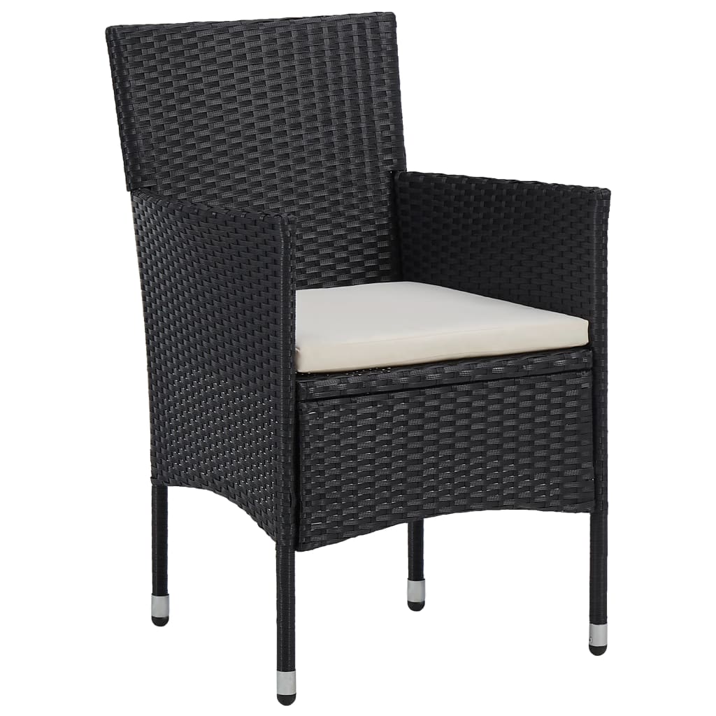 Cadeiras de jantar para jardim 2 pcs vime PE preto