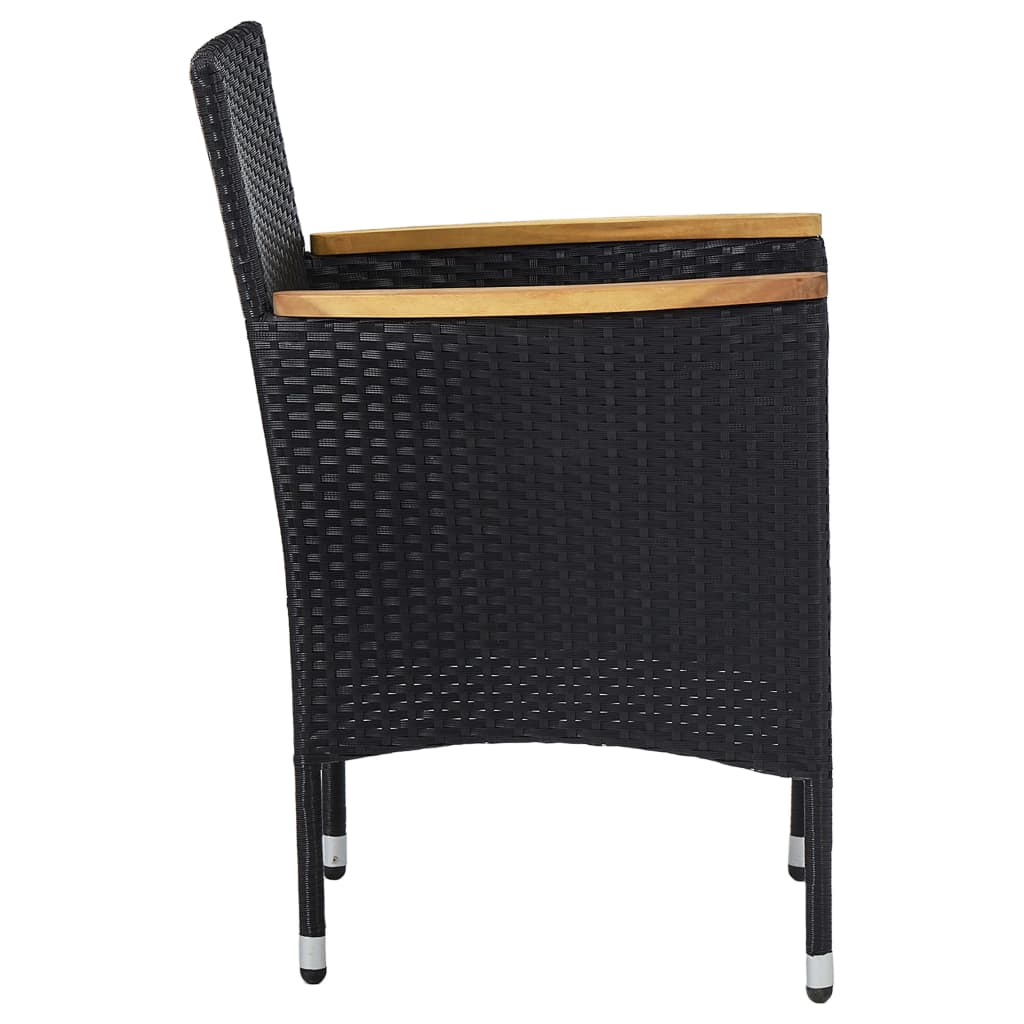 Cadeiras de jantar para jardim 2 pcs vime PE preto