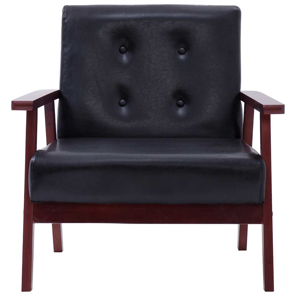 Conjunto de sofás 2 pcs couro artificial preto