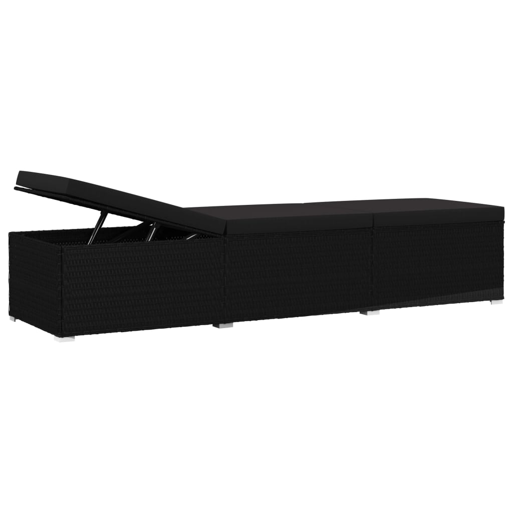 Espreguiçadeira com almofadão vime PE preto