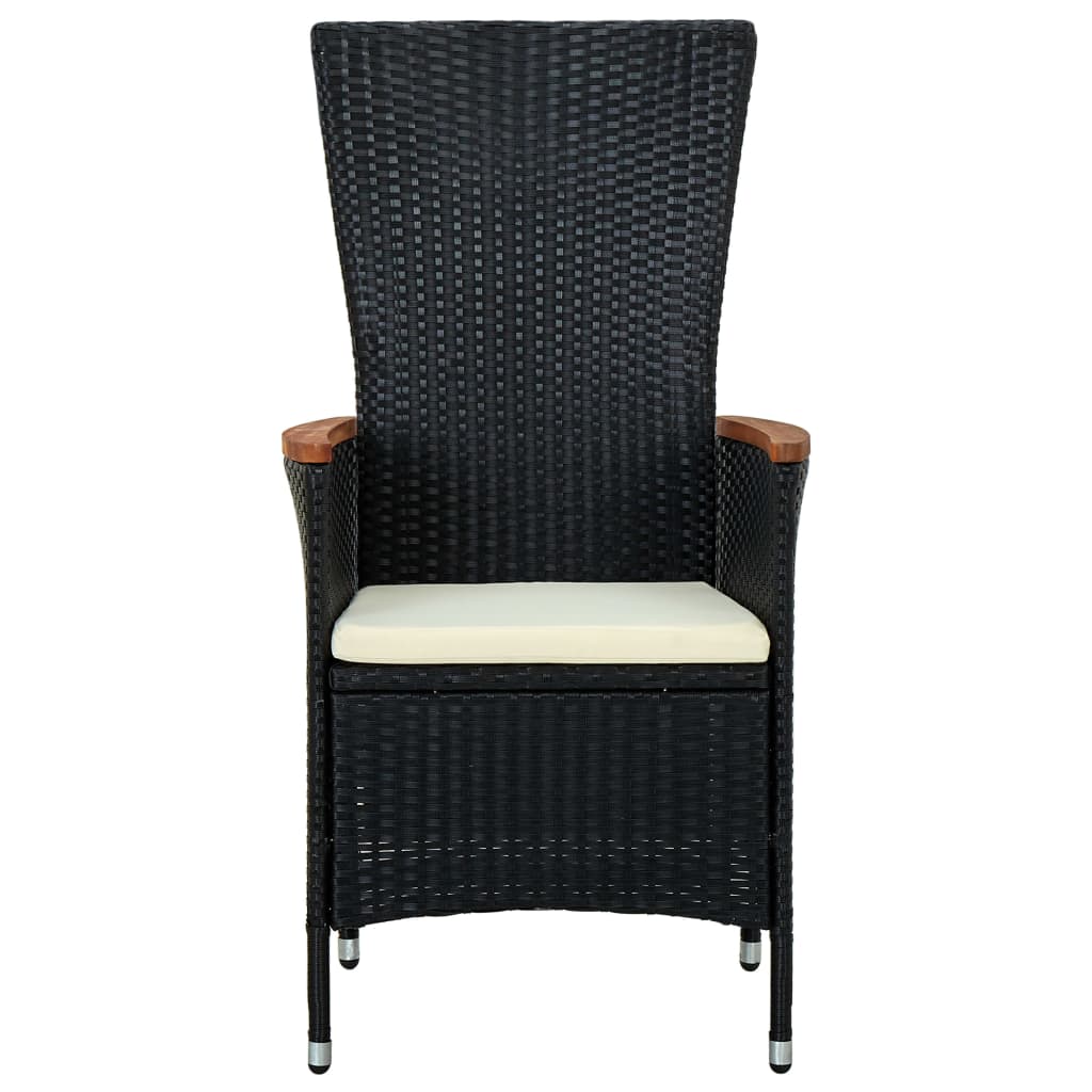 Cadeiras de exterior c/ almofadões 2 pcs vime PE preto