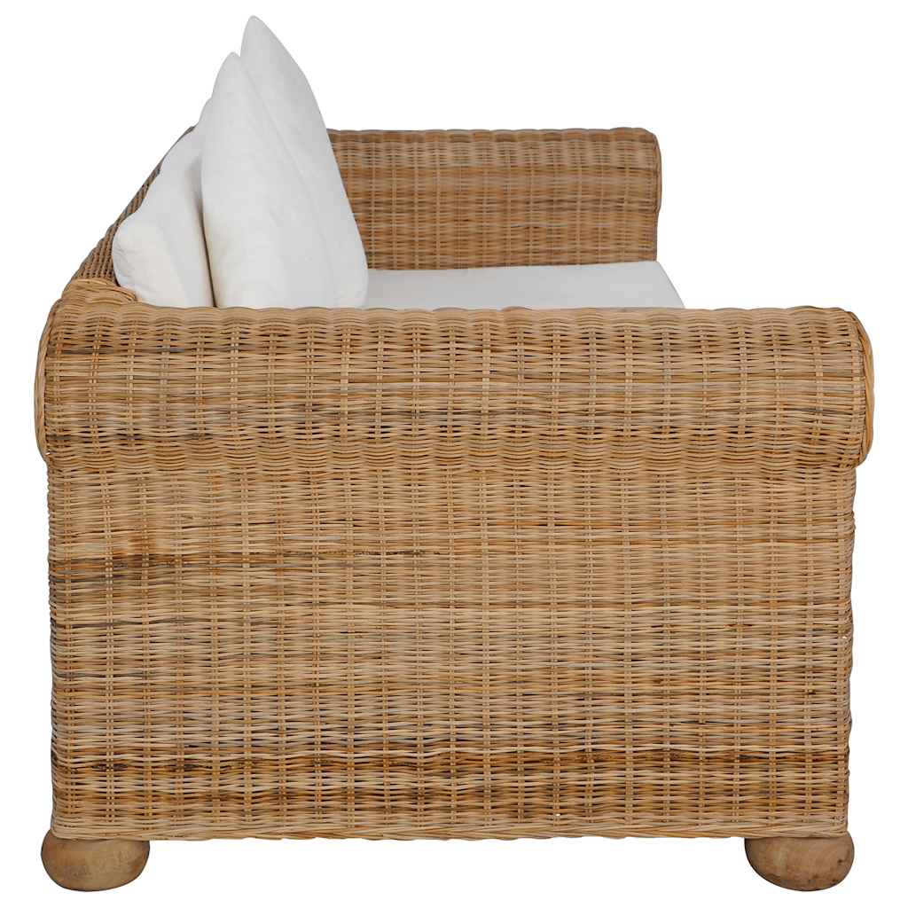 3 pcs conjunto de sofás com almofadões vime natural