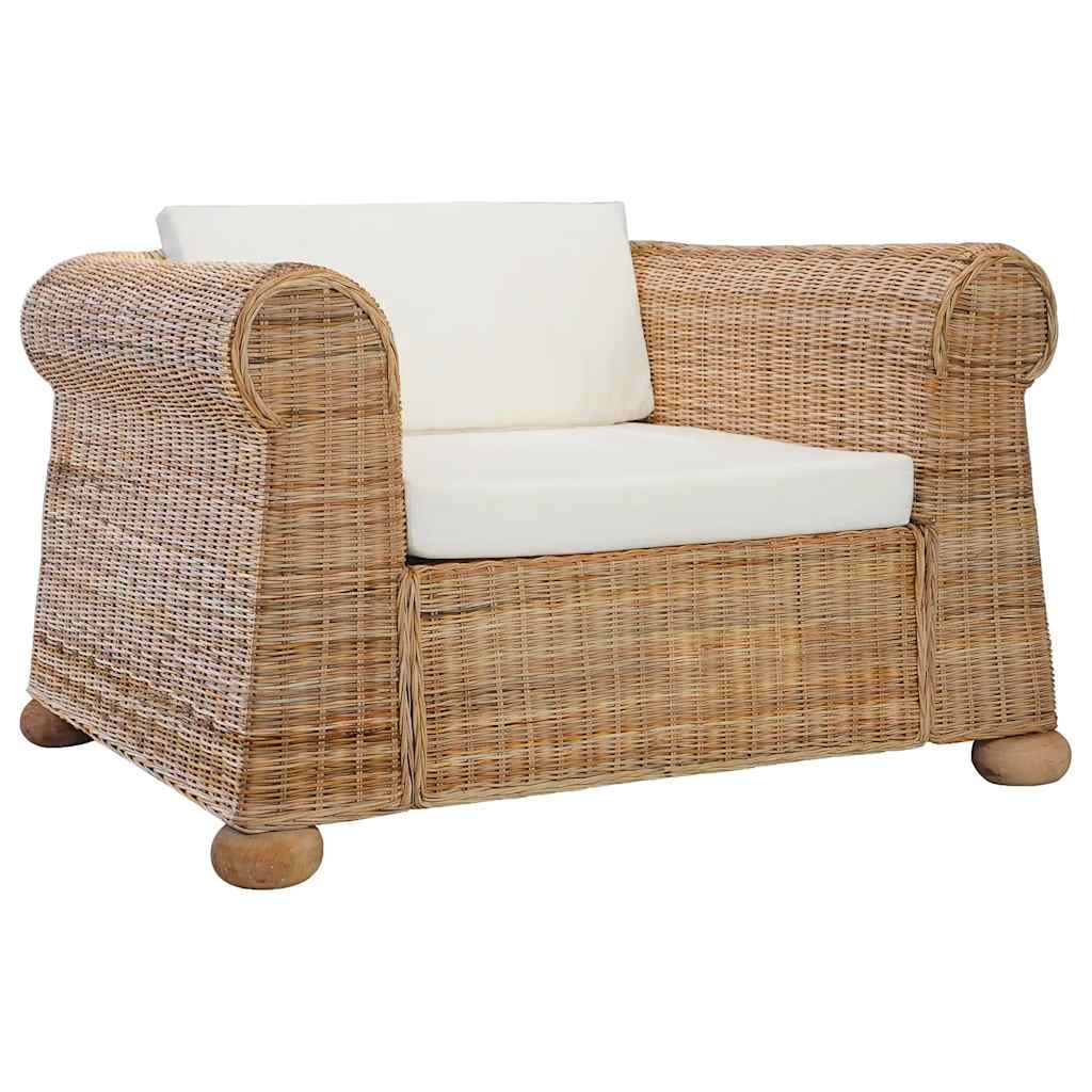 3 pcs conjunto de sofás com almofadões vime natural