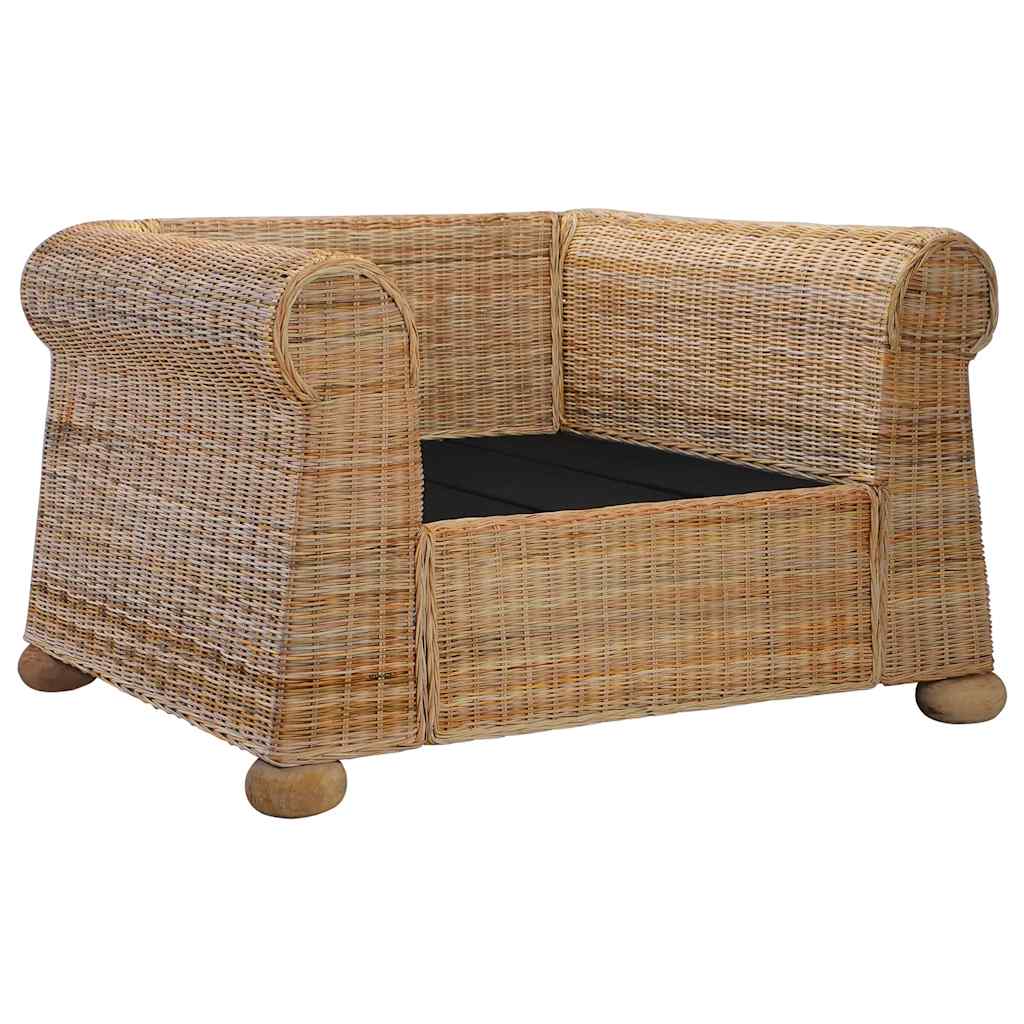 3 pcs conjunto de sofás com almofadões vime natural