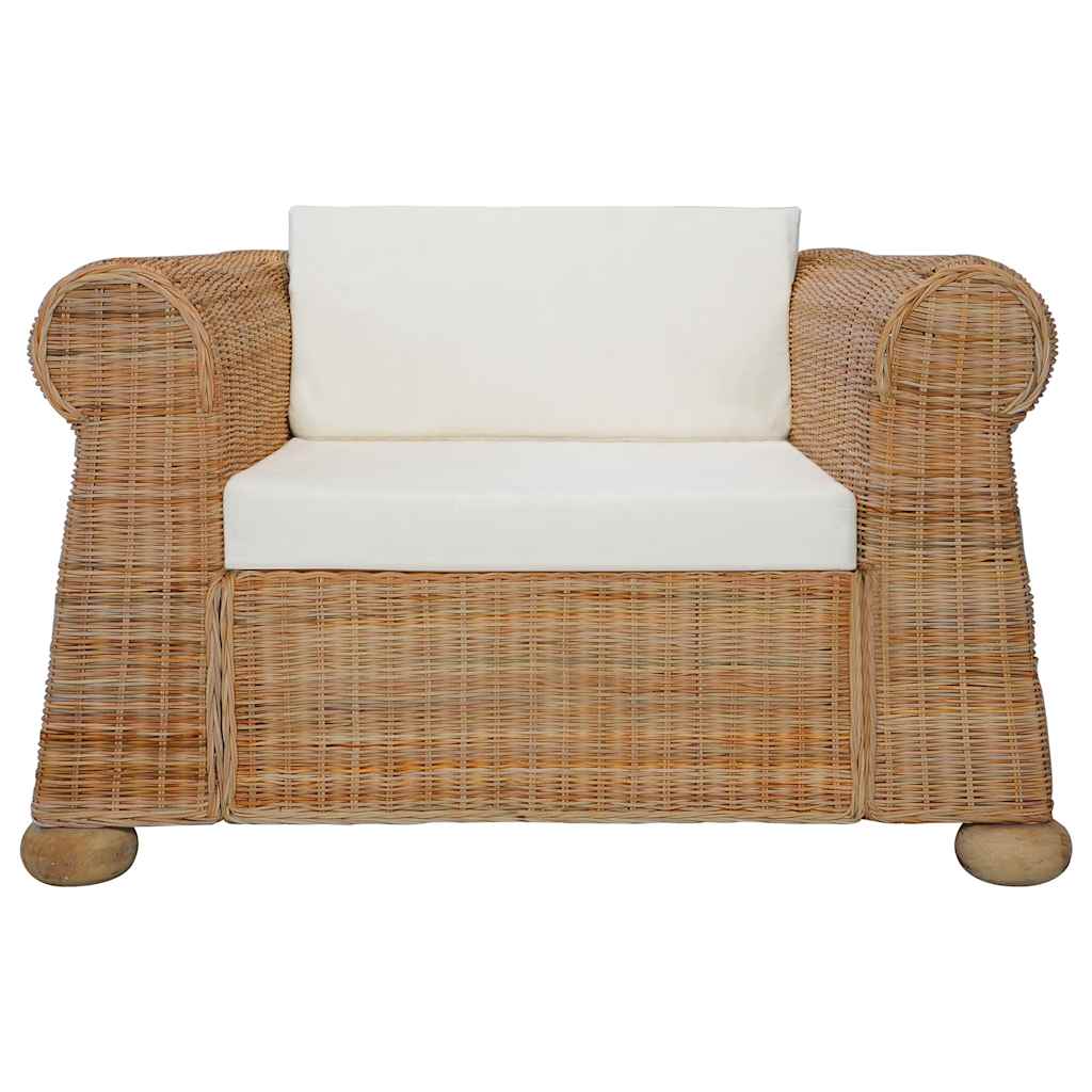 3 pcs conjunto de sofás com almofadões vime natural