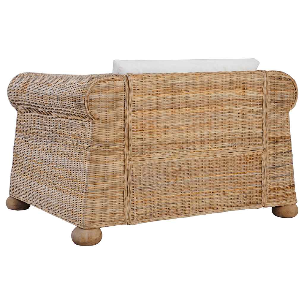 3 pcs conjunto de sofás com almofadões vime natural