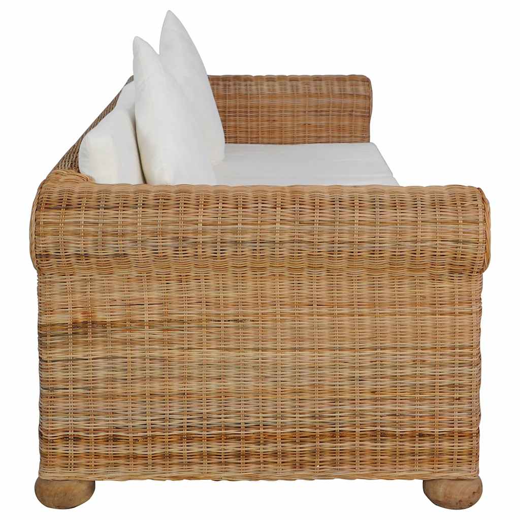 2 pcs conjunto de sofás com almofadões vime natural