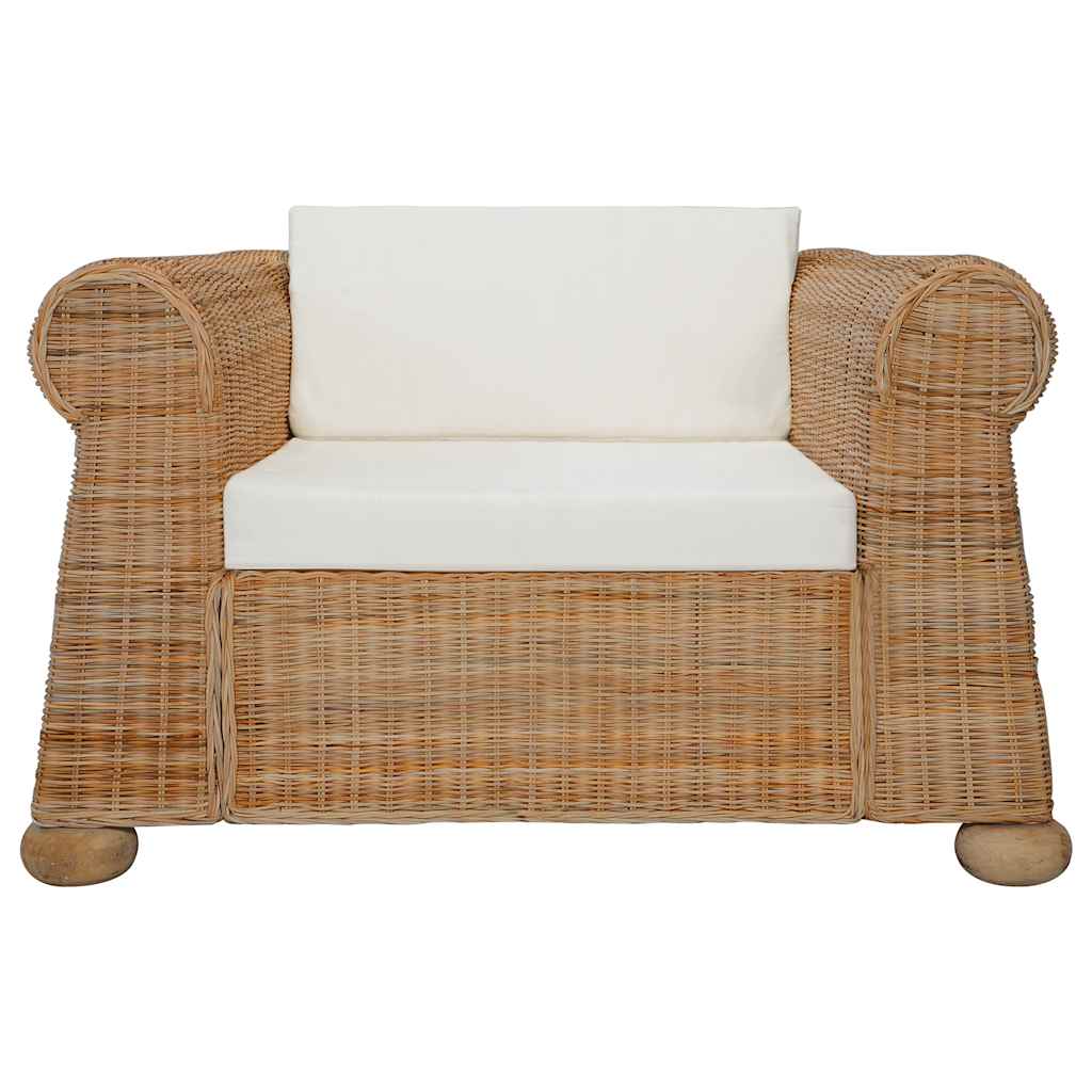 2 pcs conjunto de sofás com almofadões vime natural