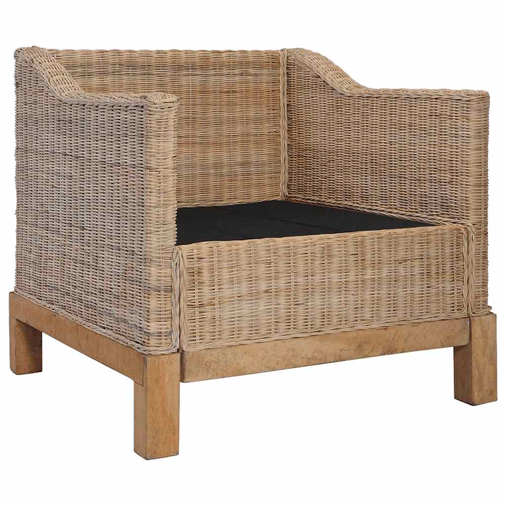2 pcs conjunto de sofás com almofadões vime natural