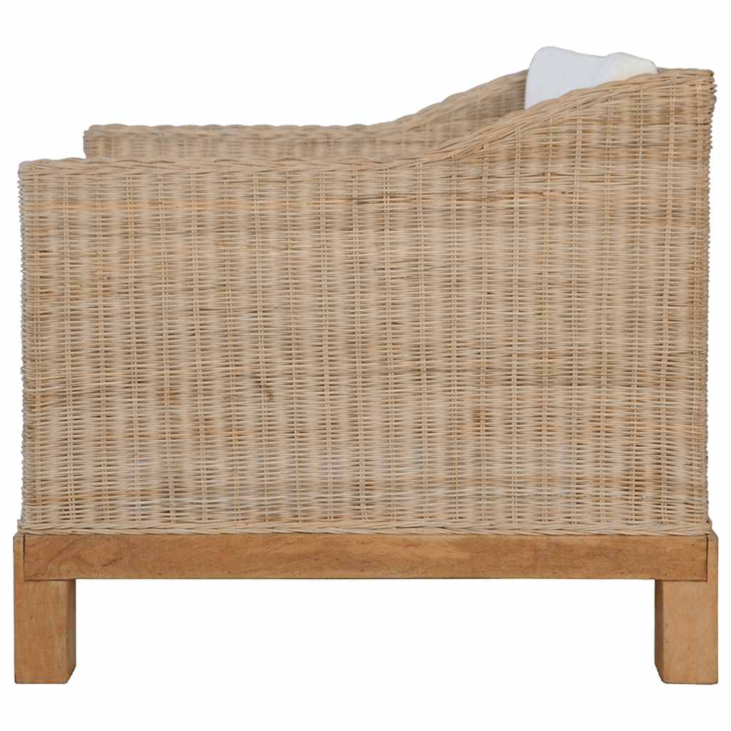 2 pcs conjunto de sofás com almofadões vime natural