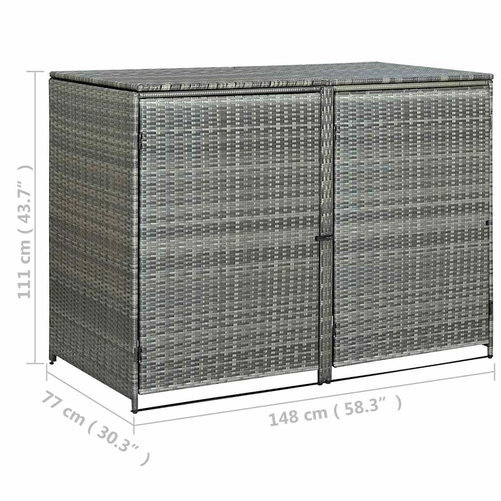 Unidade dupla p/ caixotes do lixo 148x77x111cm vime antracite