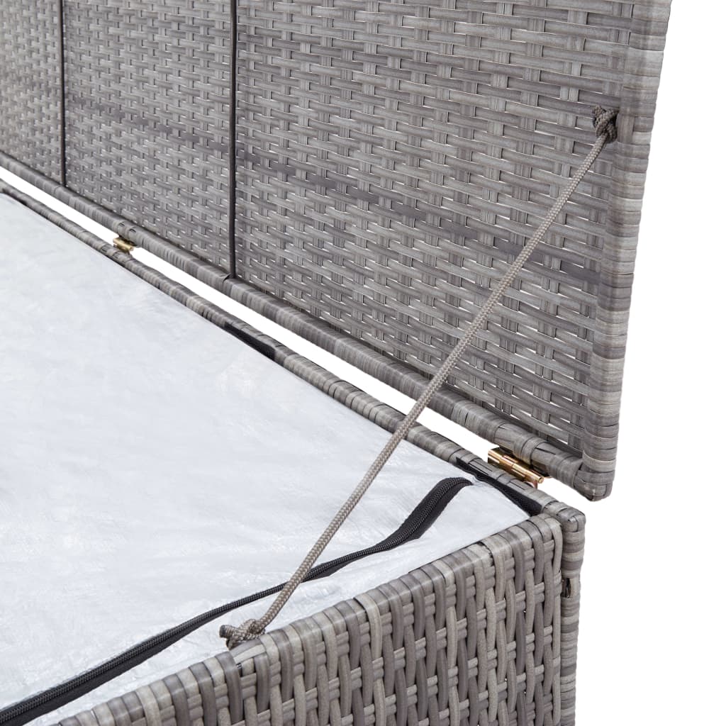 Caixa de arrumação para jardim 150x100x100 cm vime PE cinzento