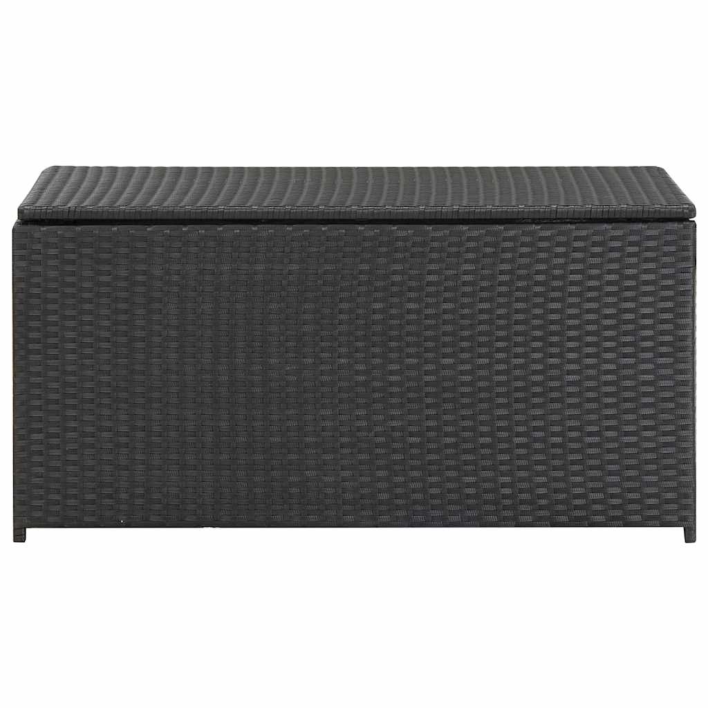 Caixa de arrumação para jardim 100x50x50 cm vime PE preto