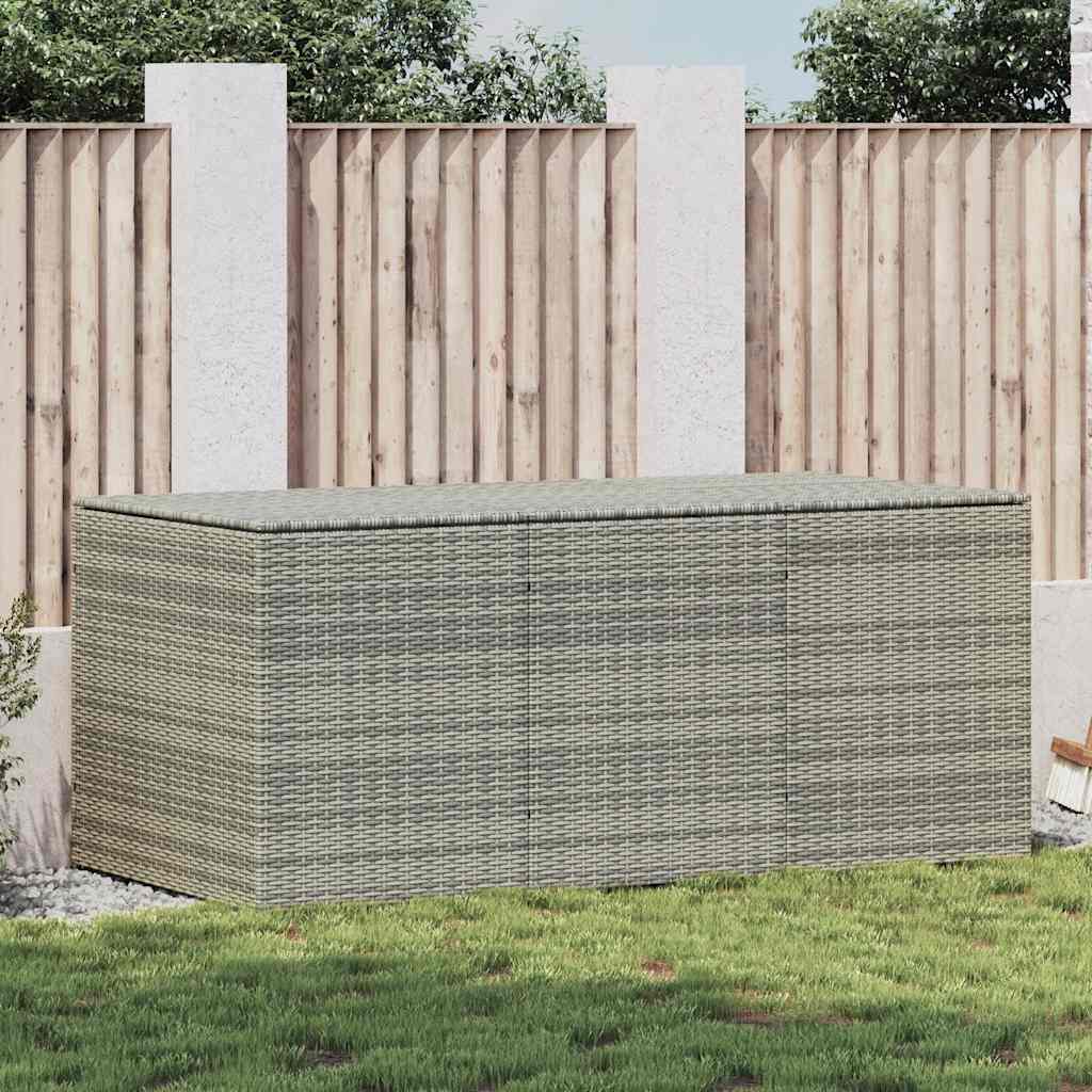 Caixa de arrumação para jardim 180x90x70 cm vime PE cinzento