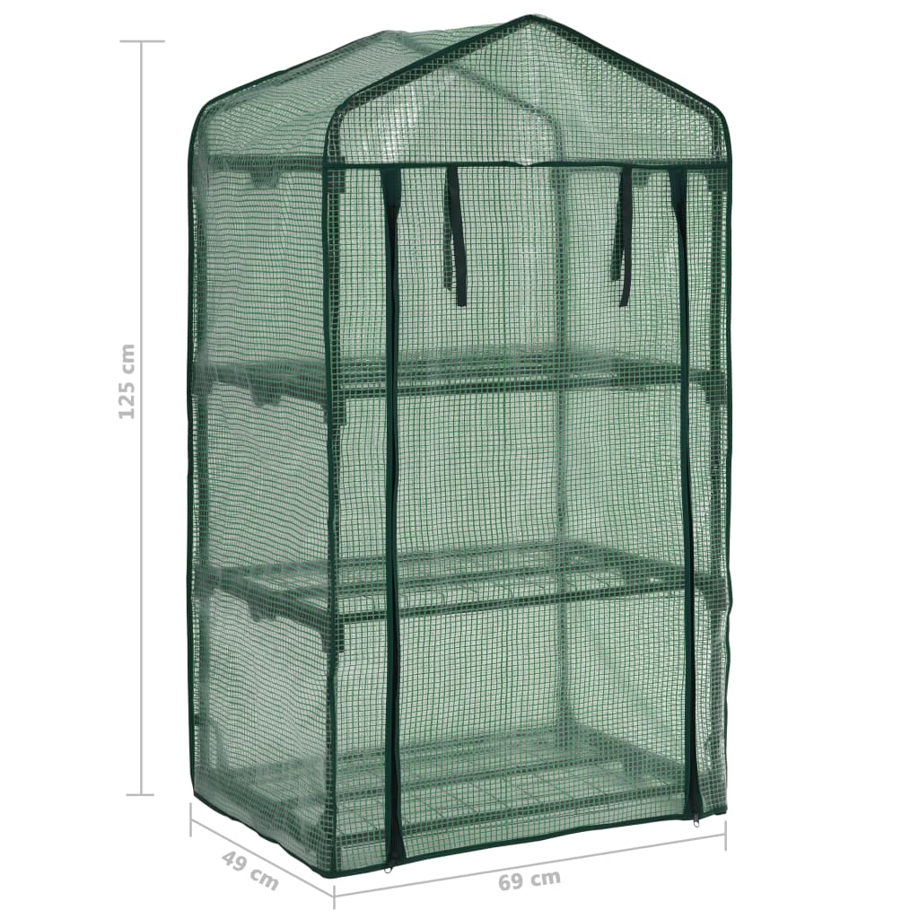 Mini estufa com três prateleiras 69x49x125 cm