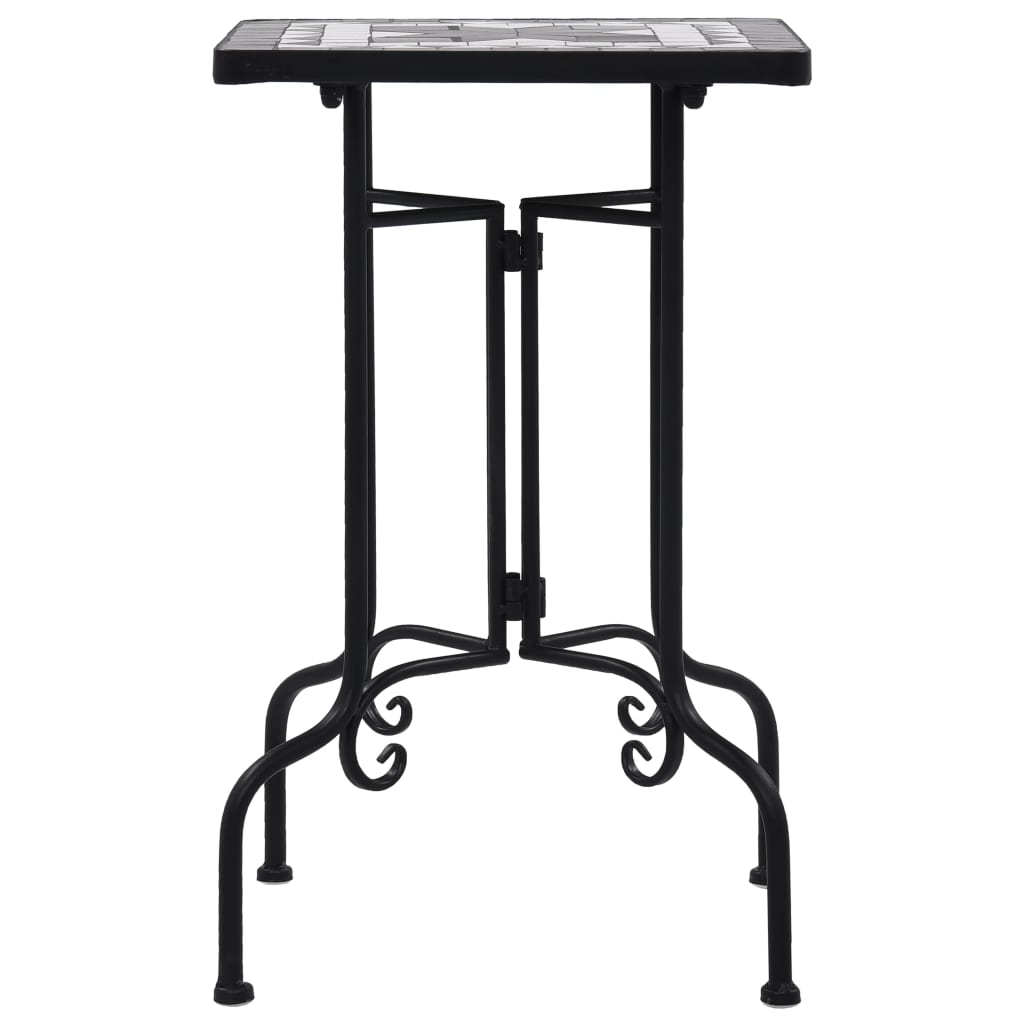 Mesa de apoio em mosaico cerâmica preto e branco