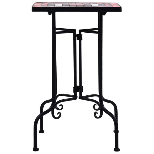 Mesa de apoio em mosaico cerâmica terracota e branco