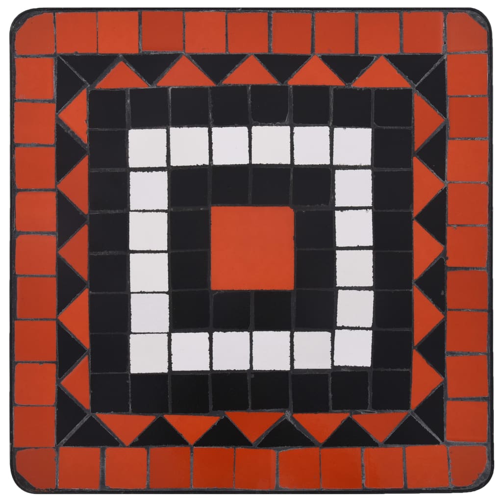 Mesa de apoio em mosaico cerâmica terracota e branco