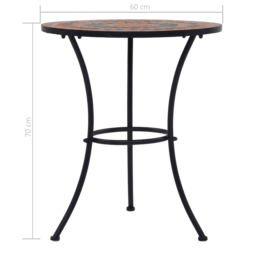 Mesa bistrô em mosaico 60 cm cerâmica laranja/cinzento