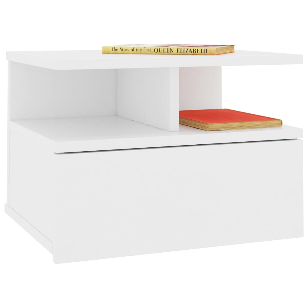 Mesa cabeceira suspensa 2 pcs derivados de madeira branco