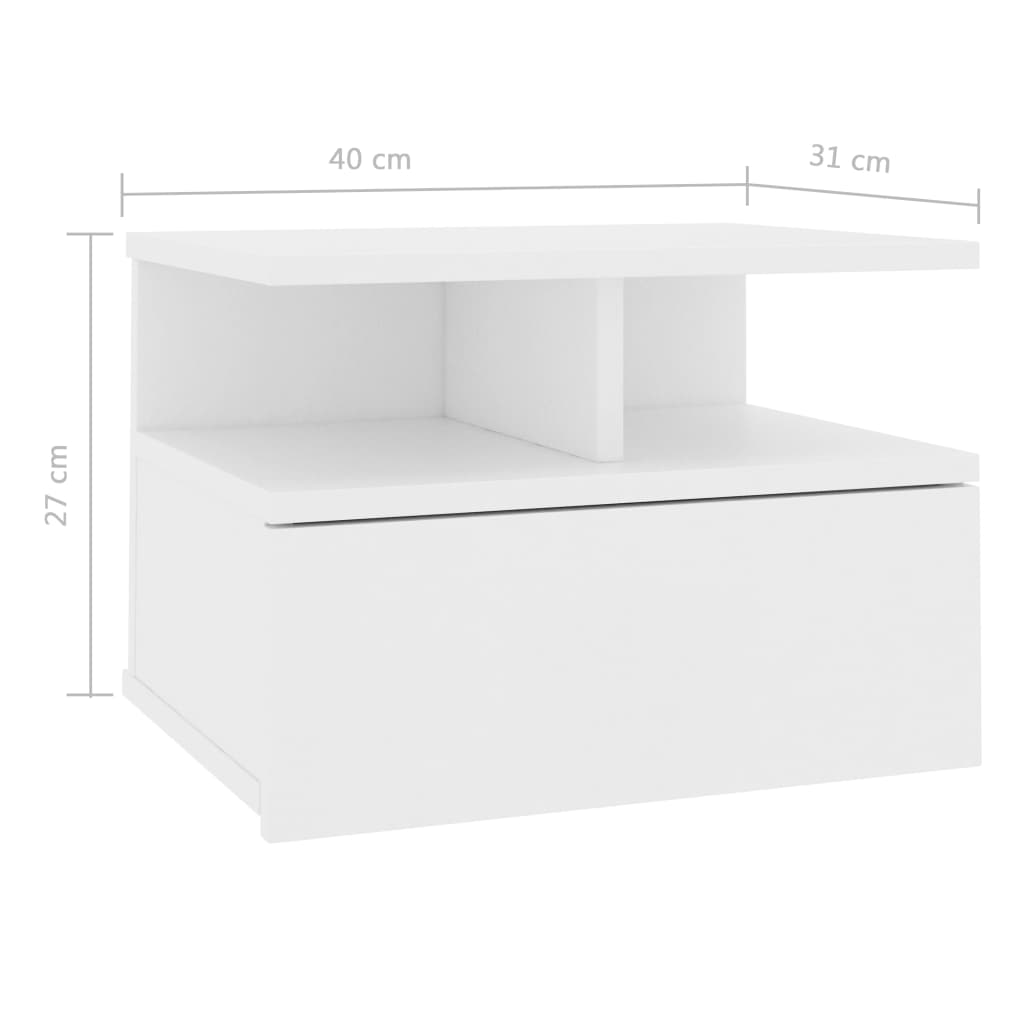 Mesa cabeceira suspensa 2 pcs derivados de madeira branco