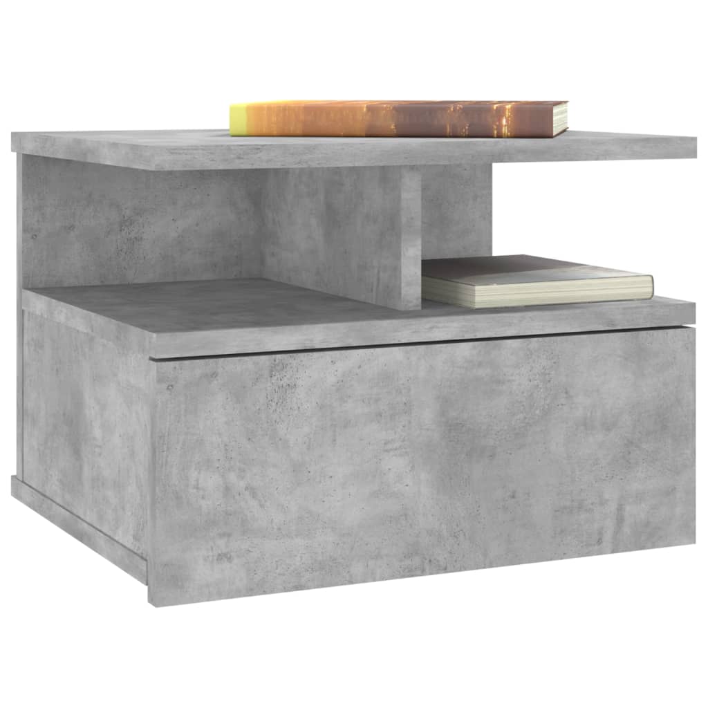 Mesa cabeceira suspensa 2pcs derivados madeira cinzento cimento