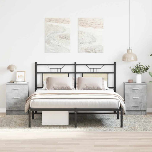 Mesas cabeceira 2pcs 38x35x56cm derivados madeira cinza cimento