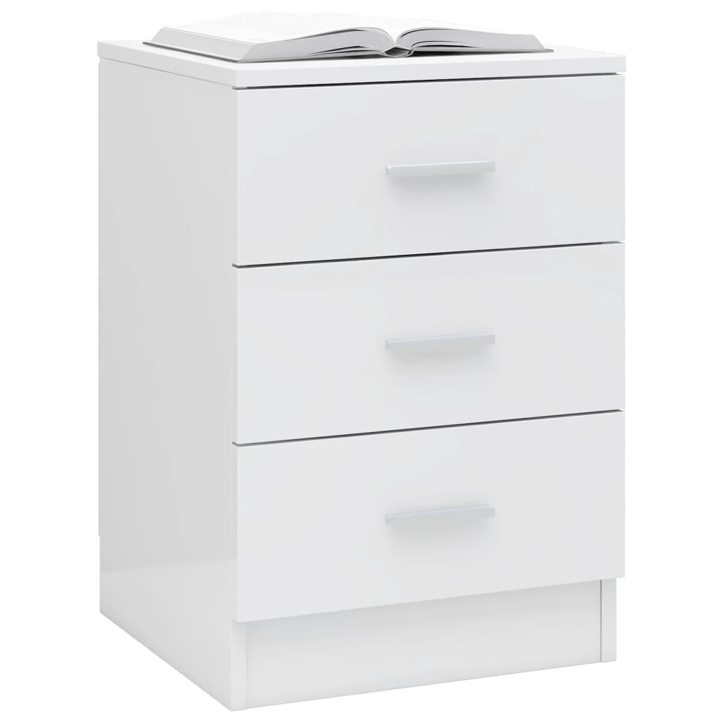Mesa de cabeceira 38x35x56 cm contraplacado branco brilhante