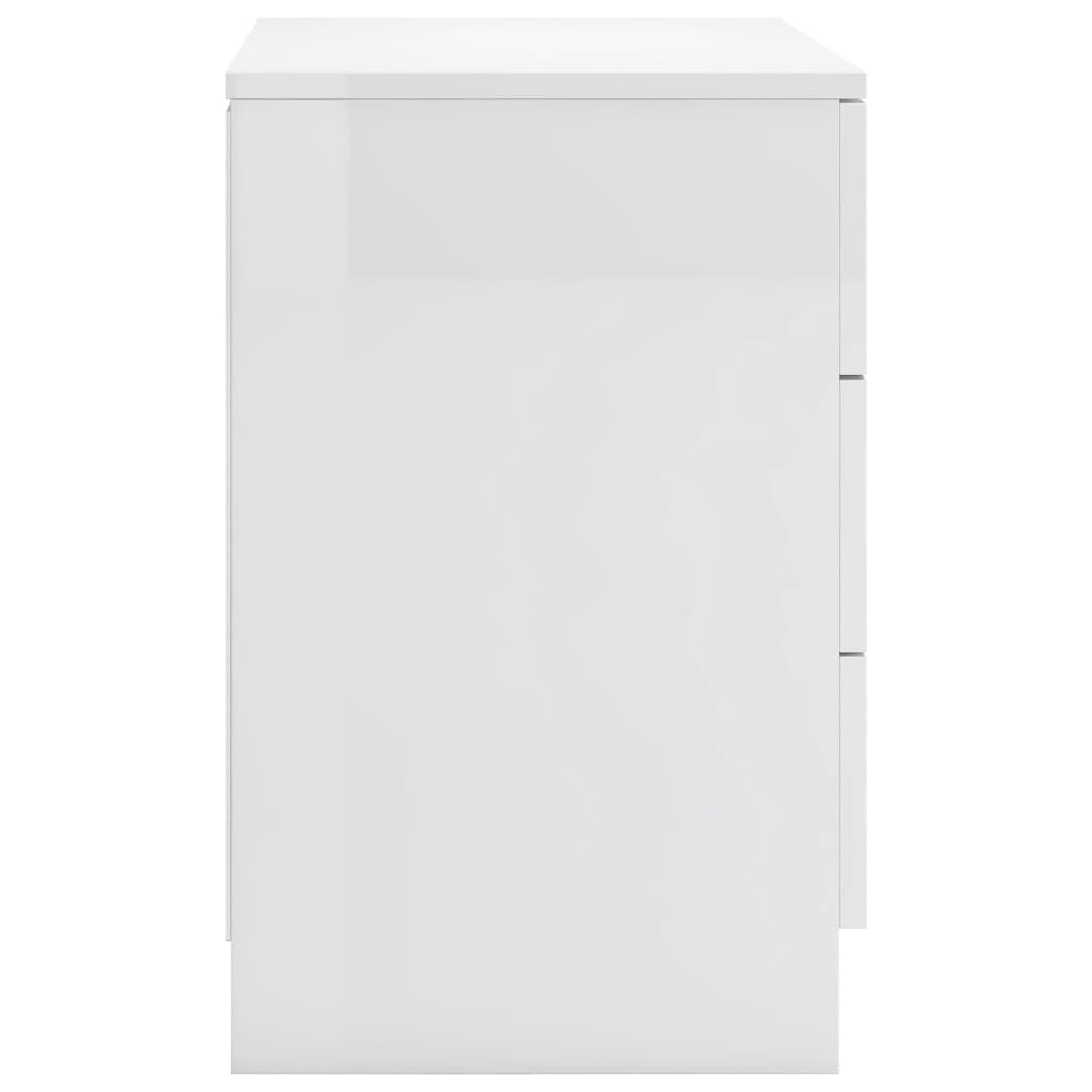 Mesa de cabeceira 38x35x56 cm contraplacado branco brilhante