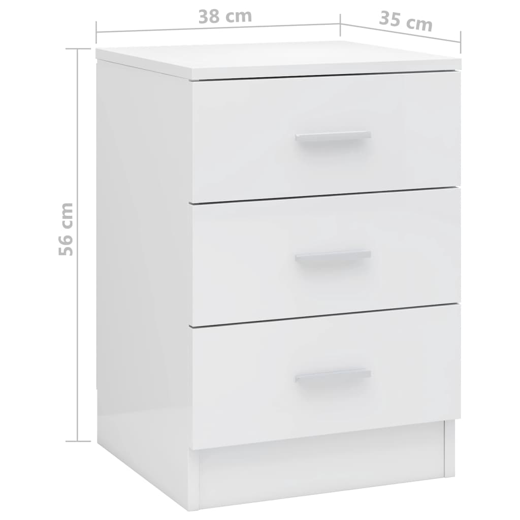 Mesa de cabeceira 38x35x56 cm contraplacado branco brilhante