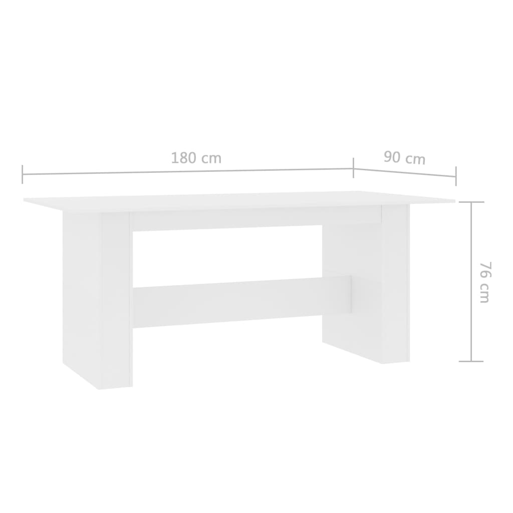 Mesa de jantar 180x90x76 cm derivados de madeira branco