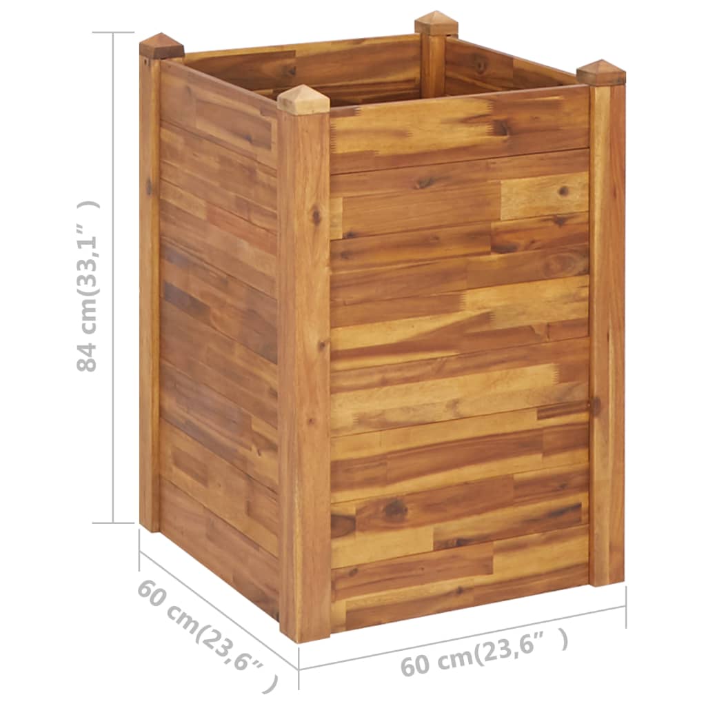 Vaso/floreira de jardim 60x60x84 cm madeira de acácia maciça