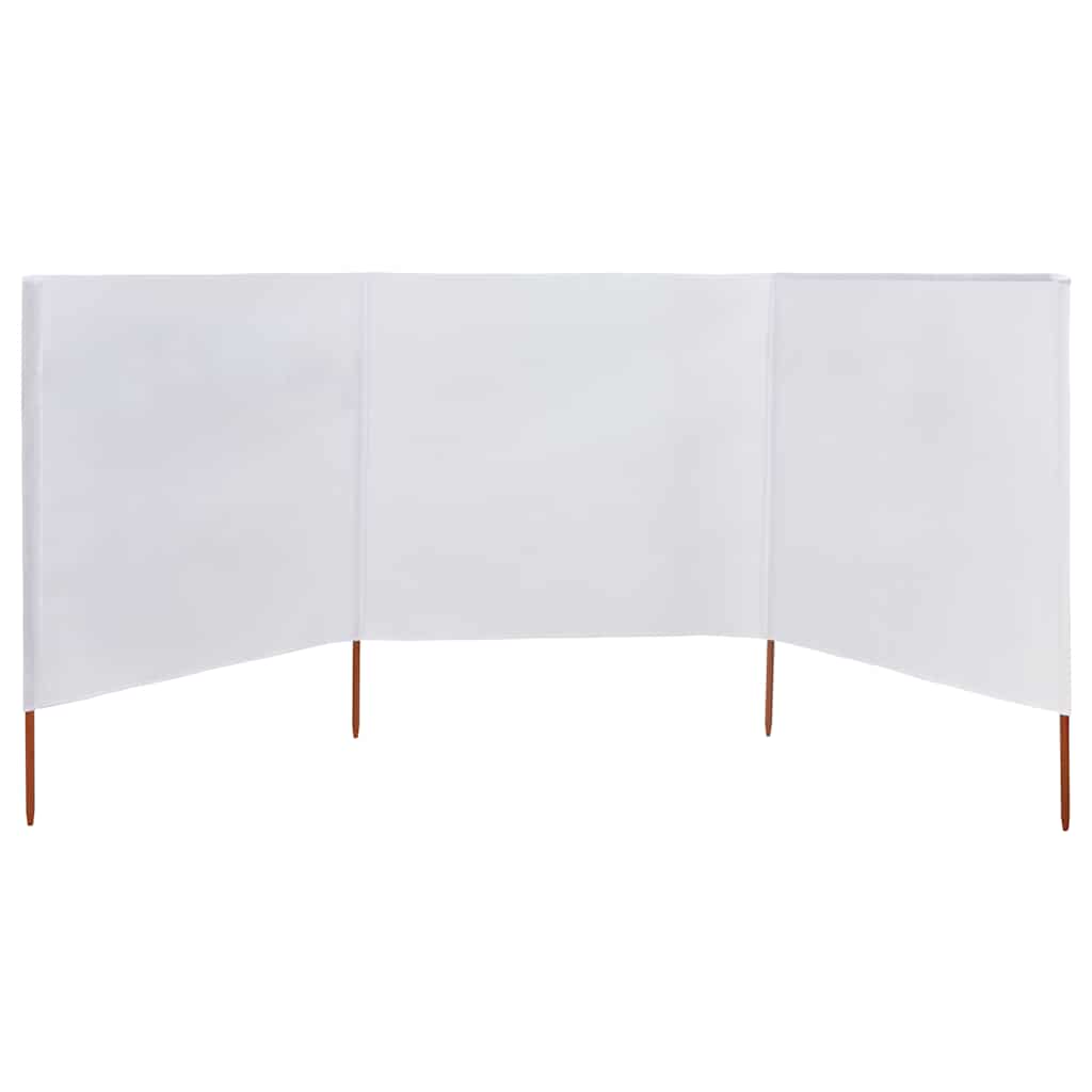 Para-vento com 3 painéis 400x80 cm tecido branco areia
